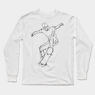 skateboarding line art Long Sleeve T-Shirt